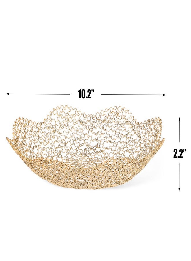 IBWell Decorative Dish for Home Decor and Centerpieces - Gold Vegetable Fruit Bowl Basket(Normal) for Kitchen Counter， Table Centerpieces for Dining Room and Living Room Decor (Gold, Normal) - Image 2